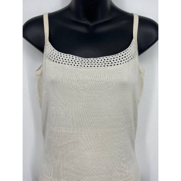 Tori Richard Knit Tank Top Size Small S Cream Ivory Crochet Silk Women NWT New - Picture 2 of 8